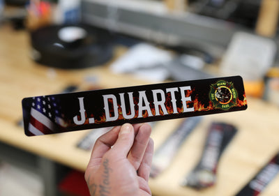 LOCKER PLATE: Flag and Fire background