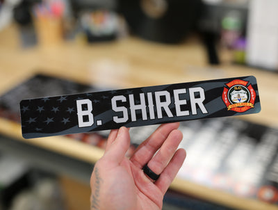 Locker Plate: American Flag: Black&White