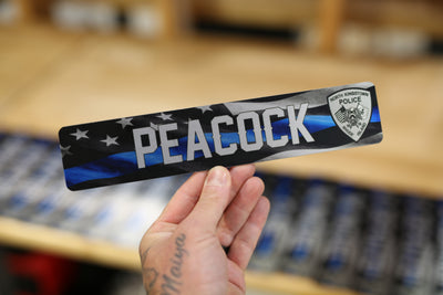 LOCKER PLATE: Police Blue Line Flag