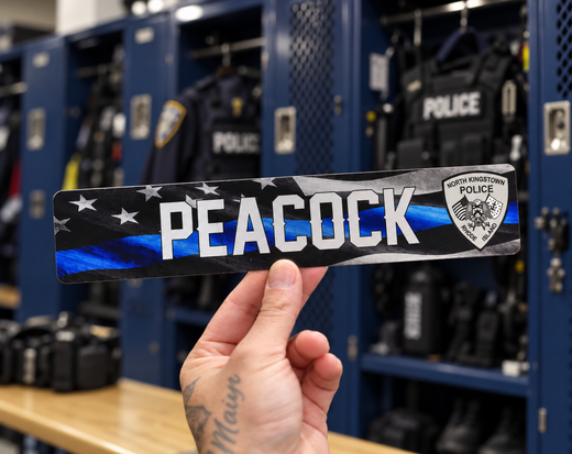 LOCKER PLATE: Police Blue Line Flag